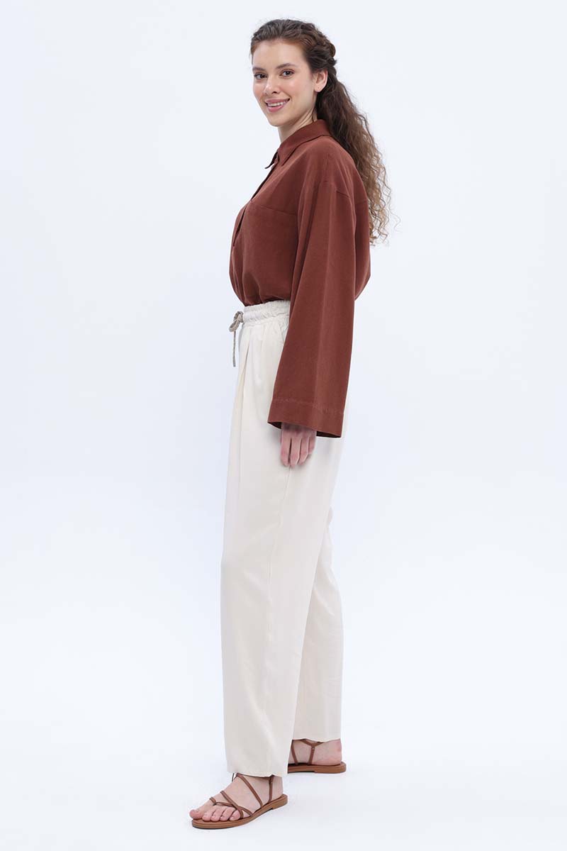 Wide Leg Trousers With Elastic Waist