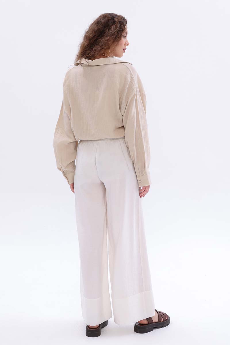 Wide Leg Trousers With Elasticated Waist