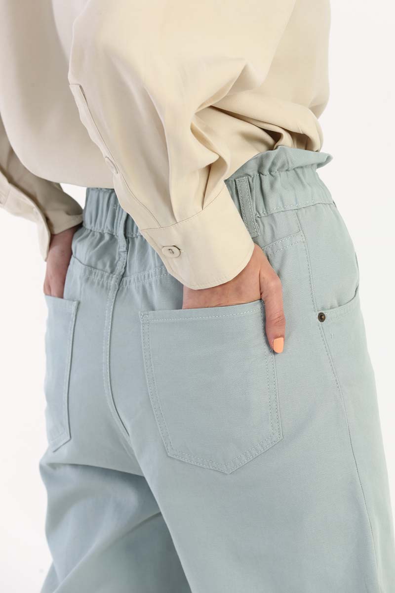 Paperbag Waist Loose Fit Cotton Pants