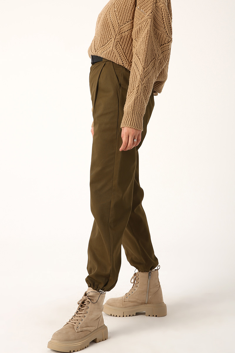 Pleated Spor Belted Cargo Pants