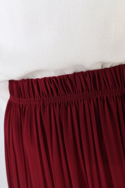 Elastic Waist Pleated Skirt