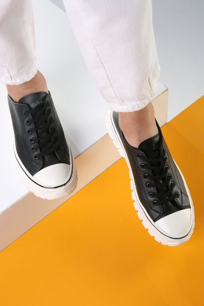 White Sole Lace-Up Sport Shoes