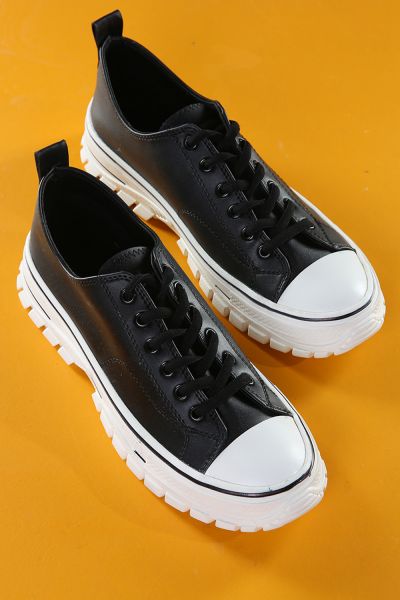 White Sole Lace-Up Sport Shoes