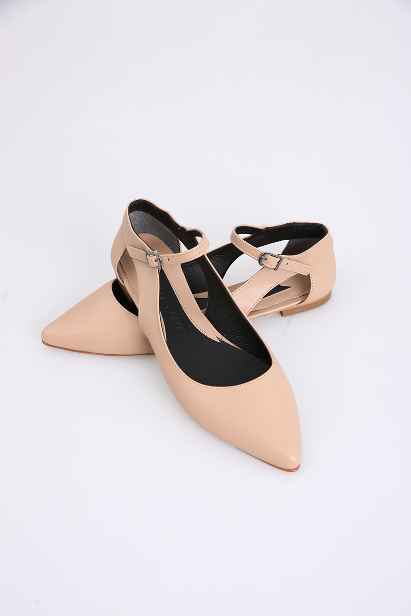 Pointed Toe Ankle Strap Flats