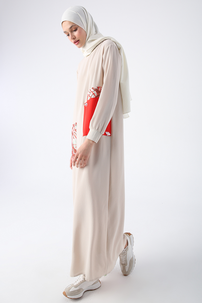 Crew Neck Embroidered And Patterned Comfortable Fit Dress