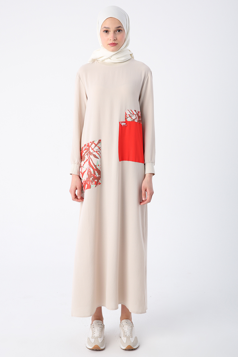 Crew Neck Embroidered And Patterned Comfortable Fit Dress