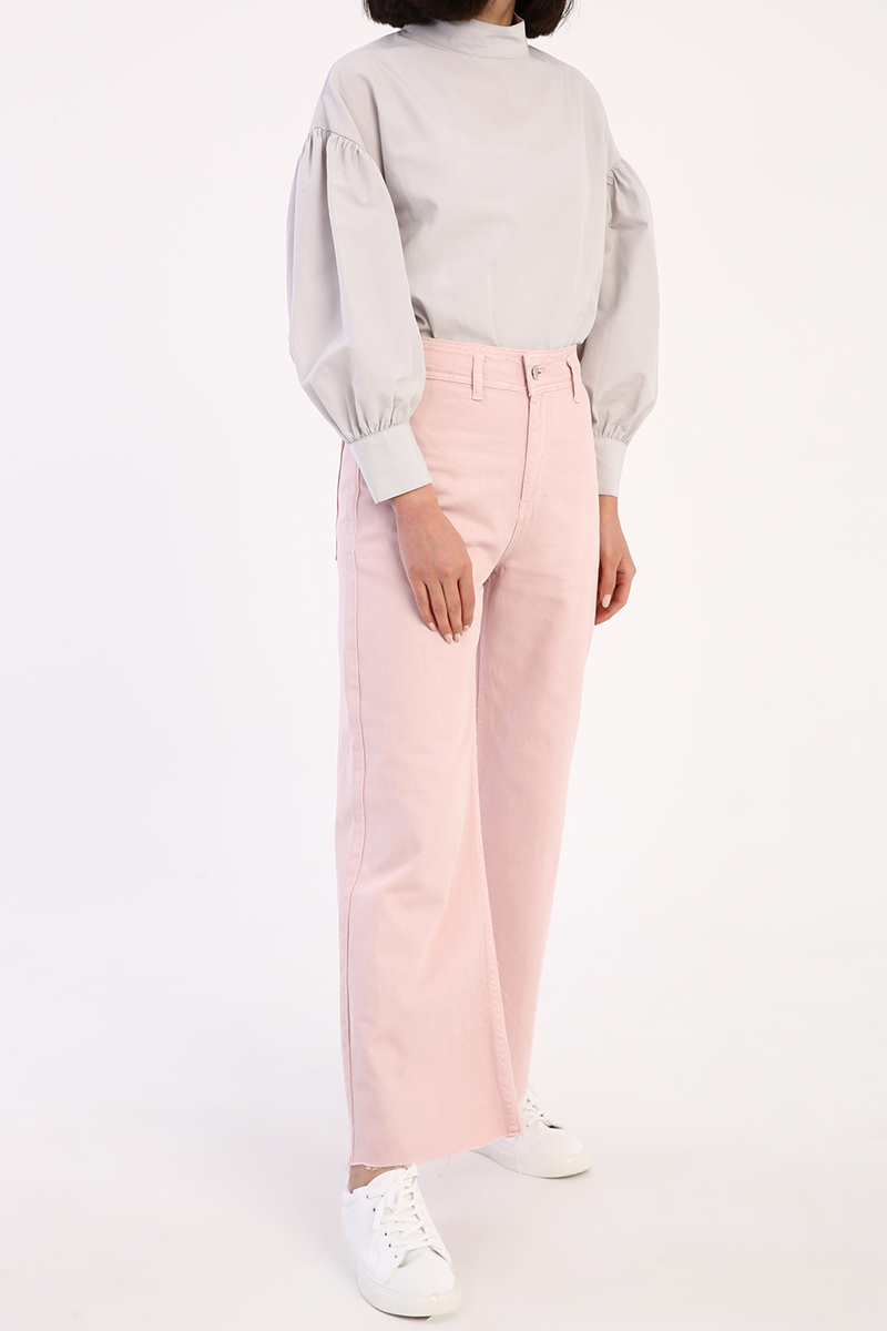 Ankle Detailed Wide Leg Pants