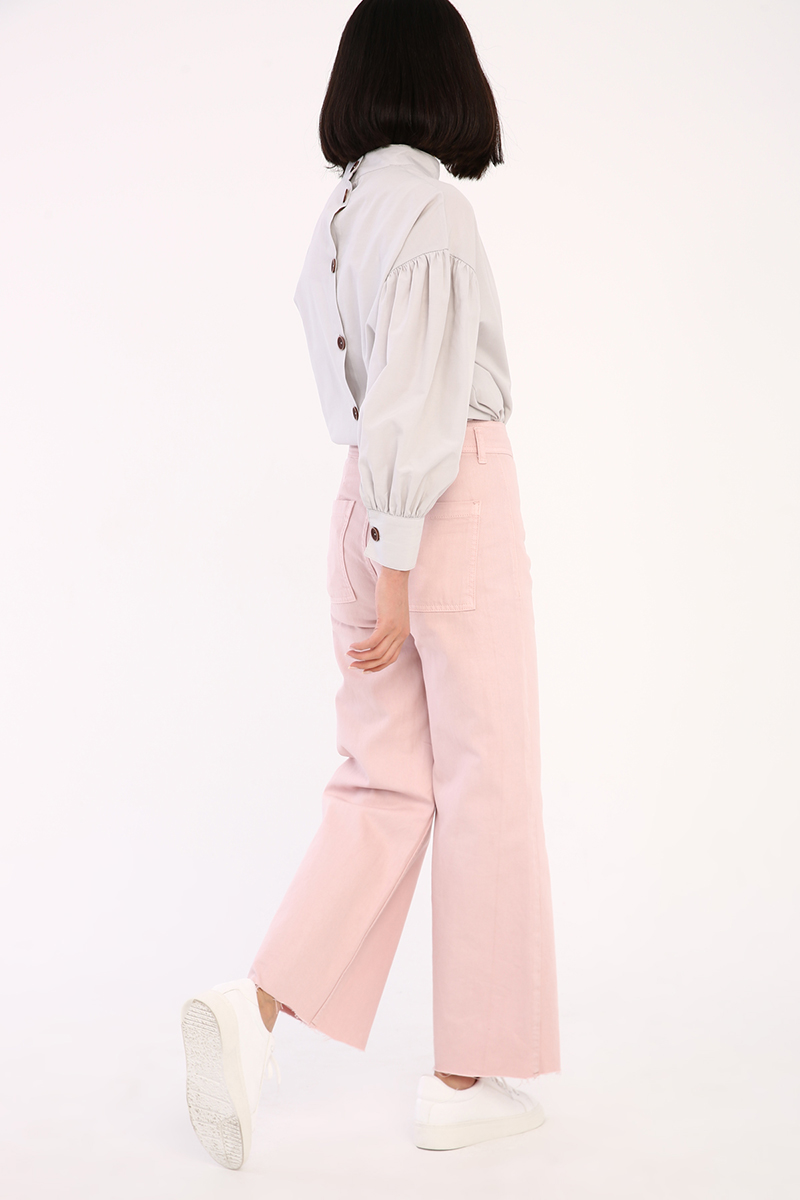 Ankle Detailed Wide Leg Pants