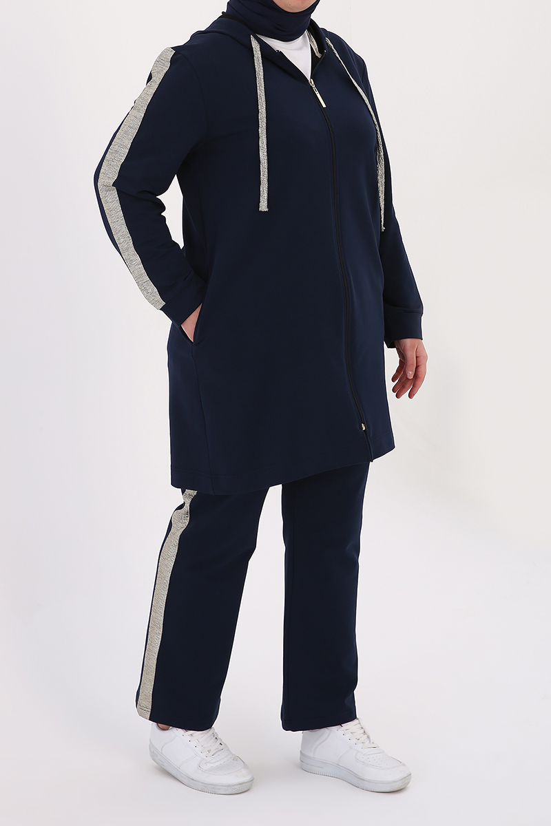 Hooded Zipper Front Plus Size Tracksuit