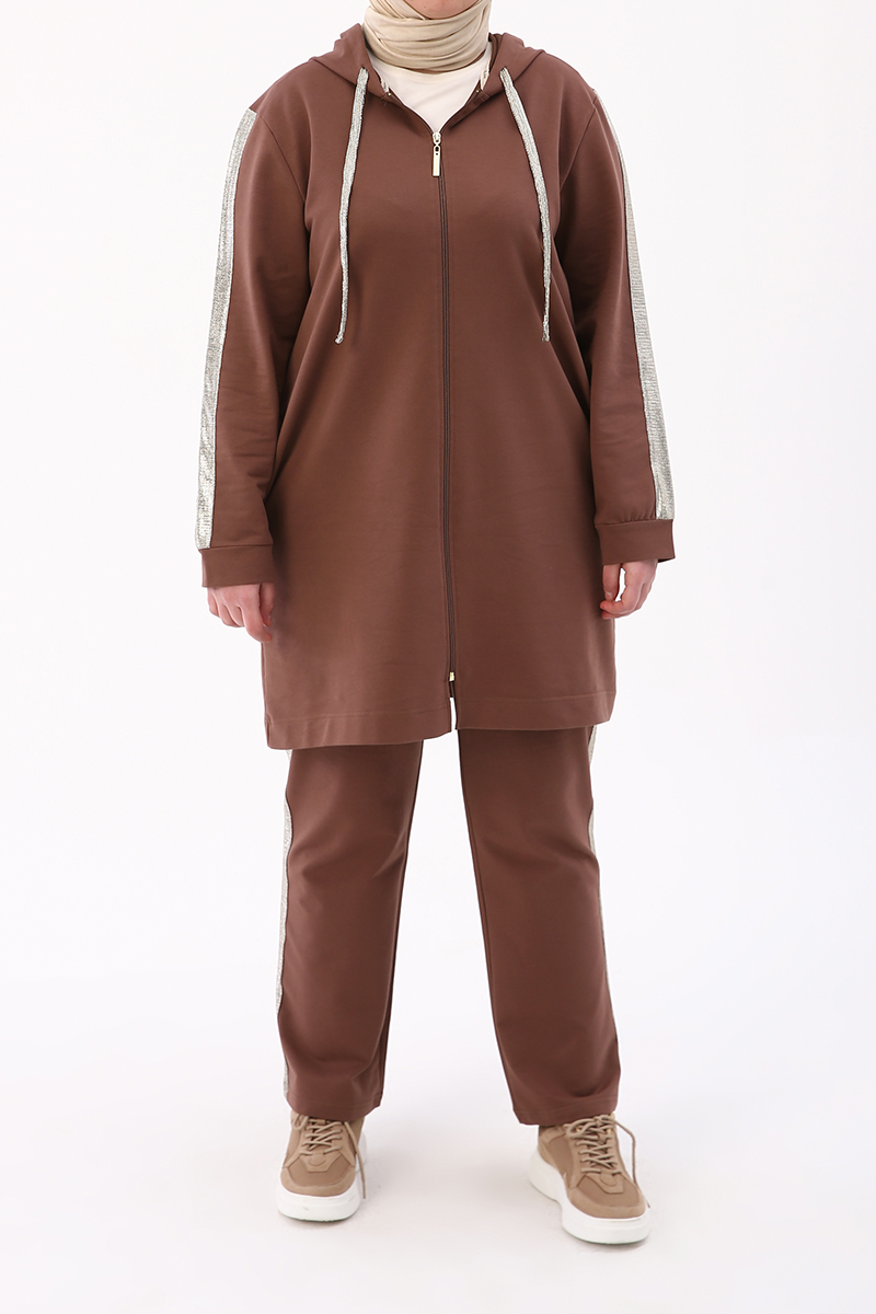 Hooded Zipper Front Plus Size Tracksuit