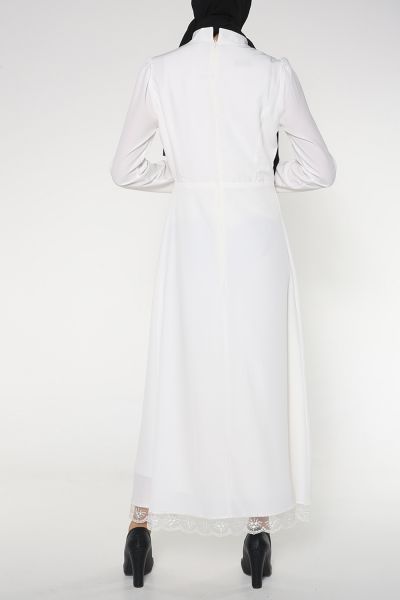 Lal By Hilal Büyük Beden Eteği Kolu Güpür Elbise