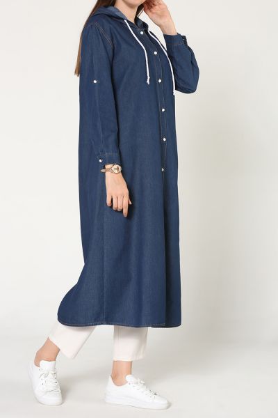 PLUS SIZE HOODED BUTTONED CAPE