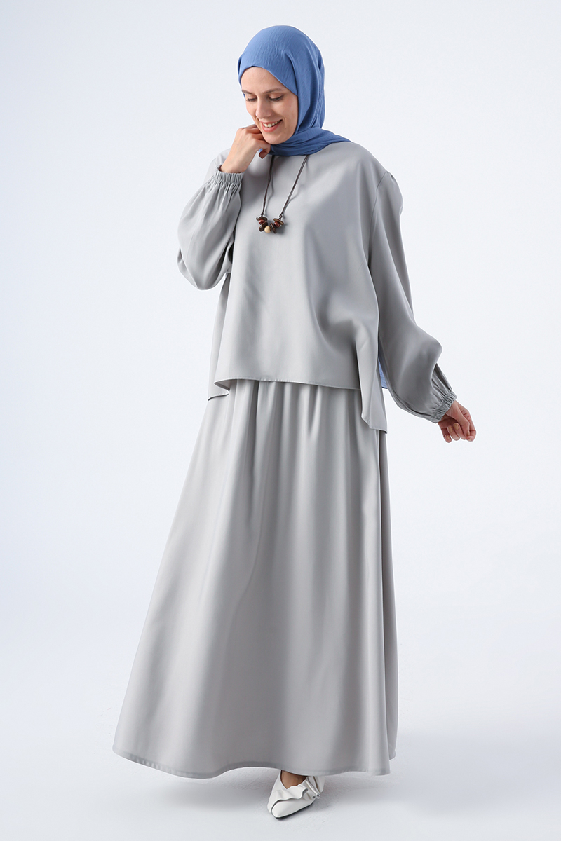 Necklace Sleeve Shirring Comfortable Skirt Suits