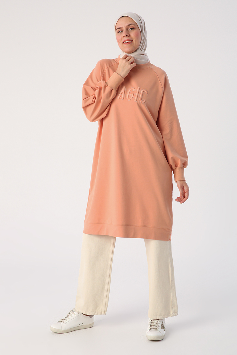Large Size Embroidered Sweat Tunic