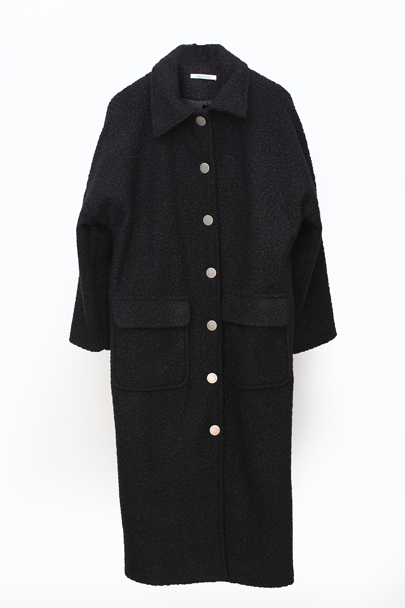Shirt Neck Snap Button Front Overcoat