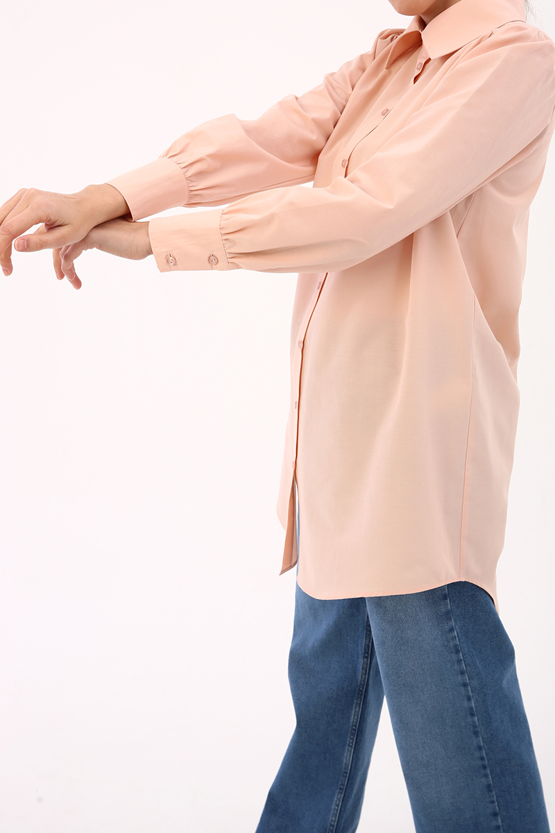 Cuff Sleeve Draping Detailed Shirt Tunic