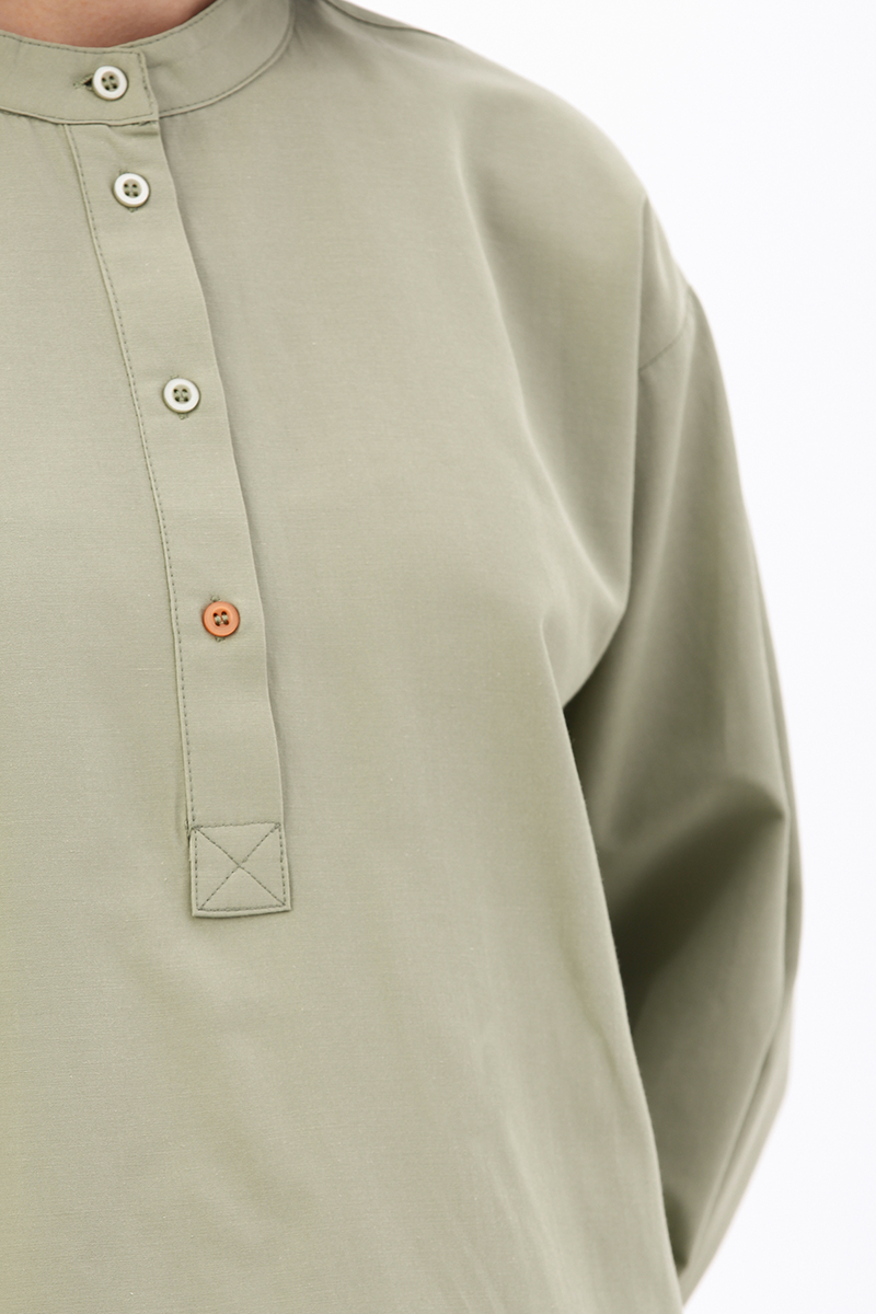 Mandarin Collar Drapping Detailed Tunic