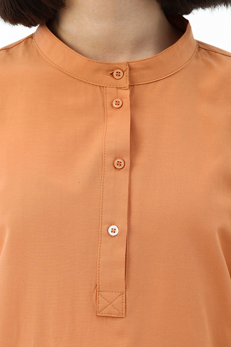 Mandarin Collar Drapping Detailed Tunic