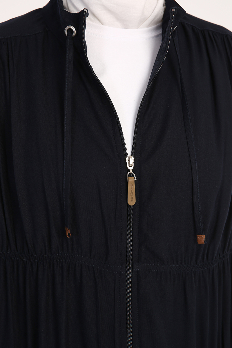Comfy Zipper Front Shir Detailed Viscose Cape