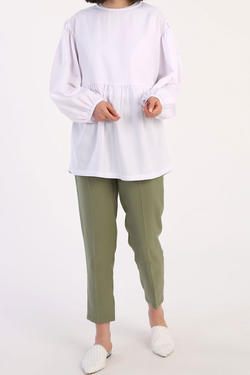 Peasant Sleeve Shir Detailed Oversize Tunic