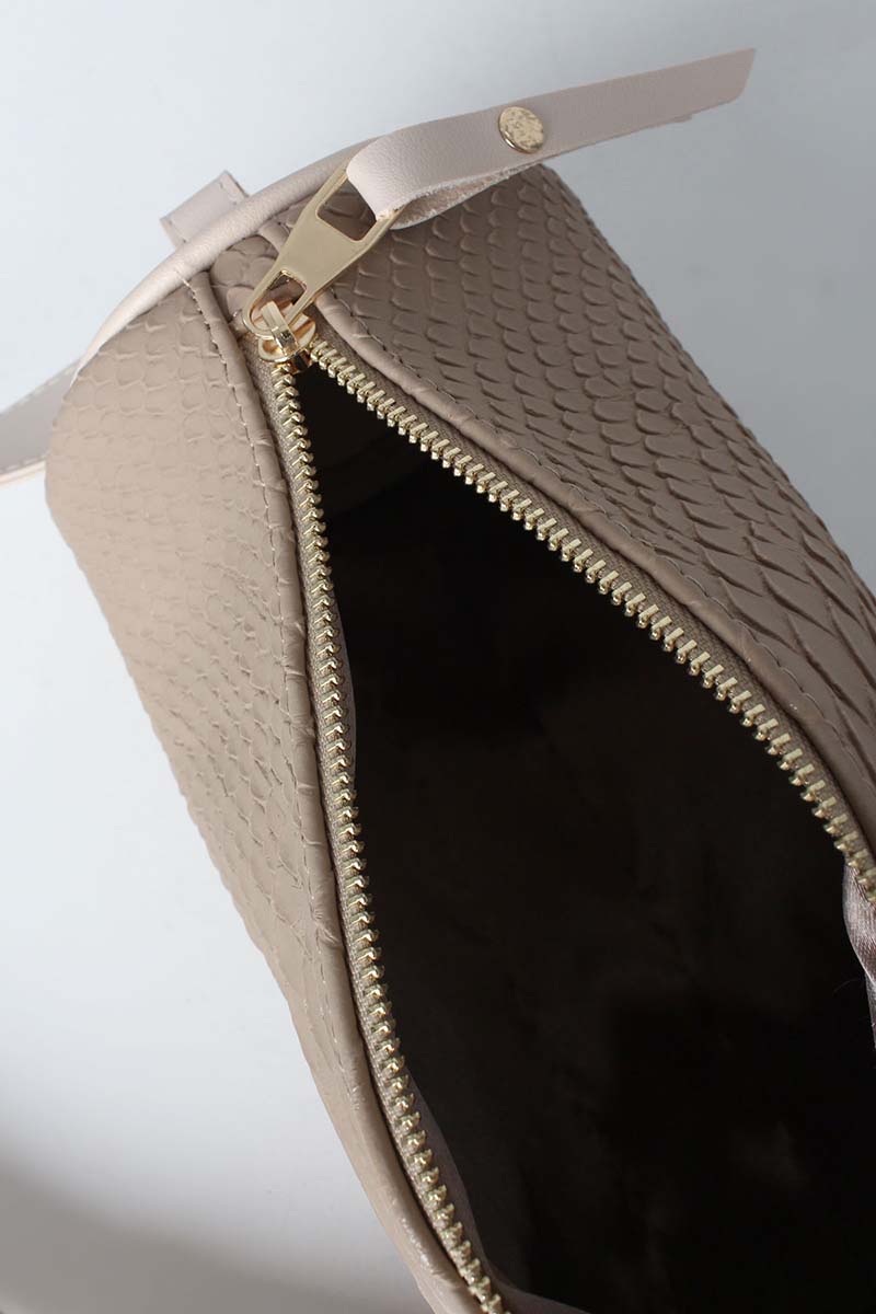 Patterned Cylinder Shoulder Bag with Cross Strap