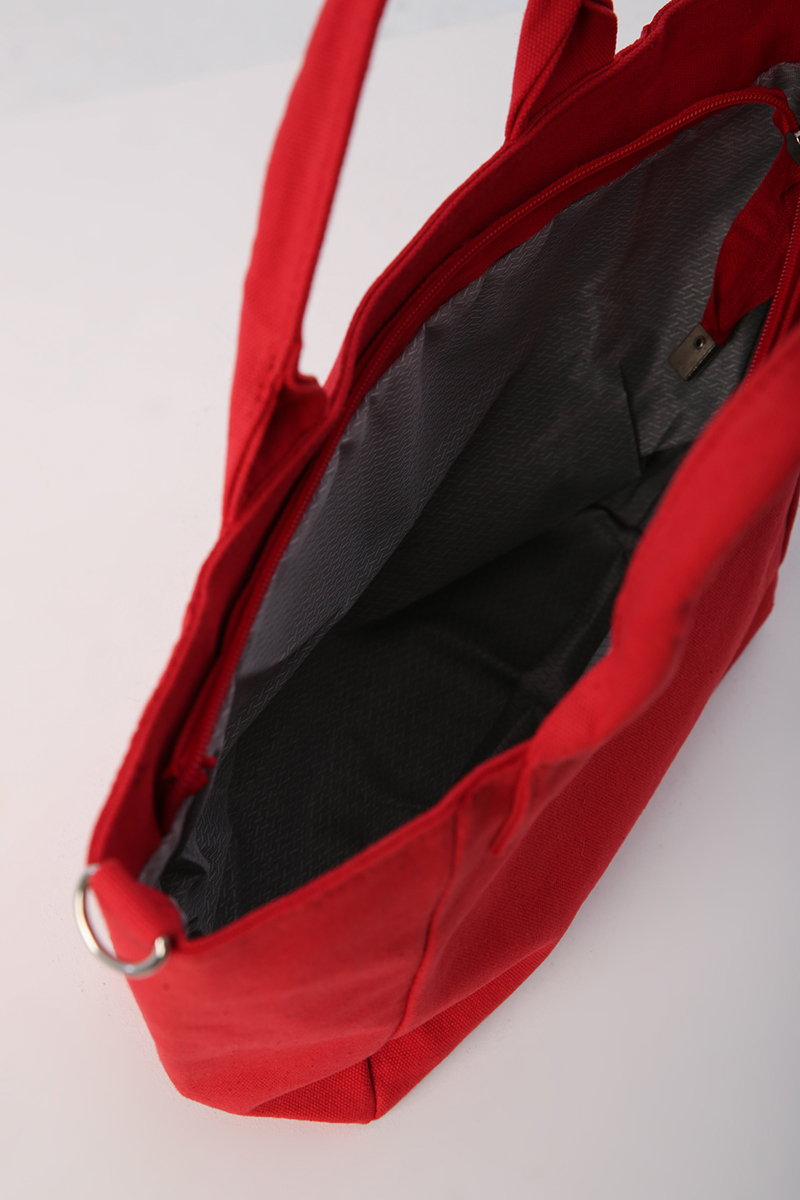 Cross Strap Zippered Inner Lined Canvas Bag