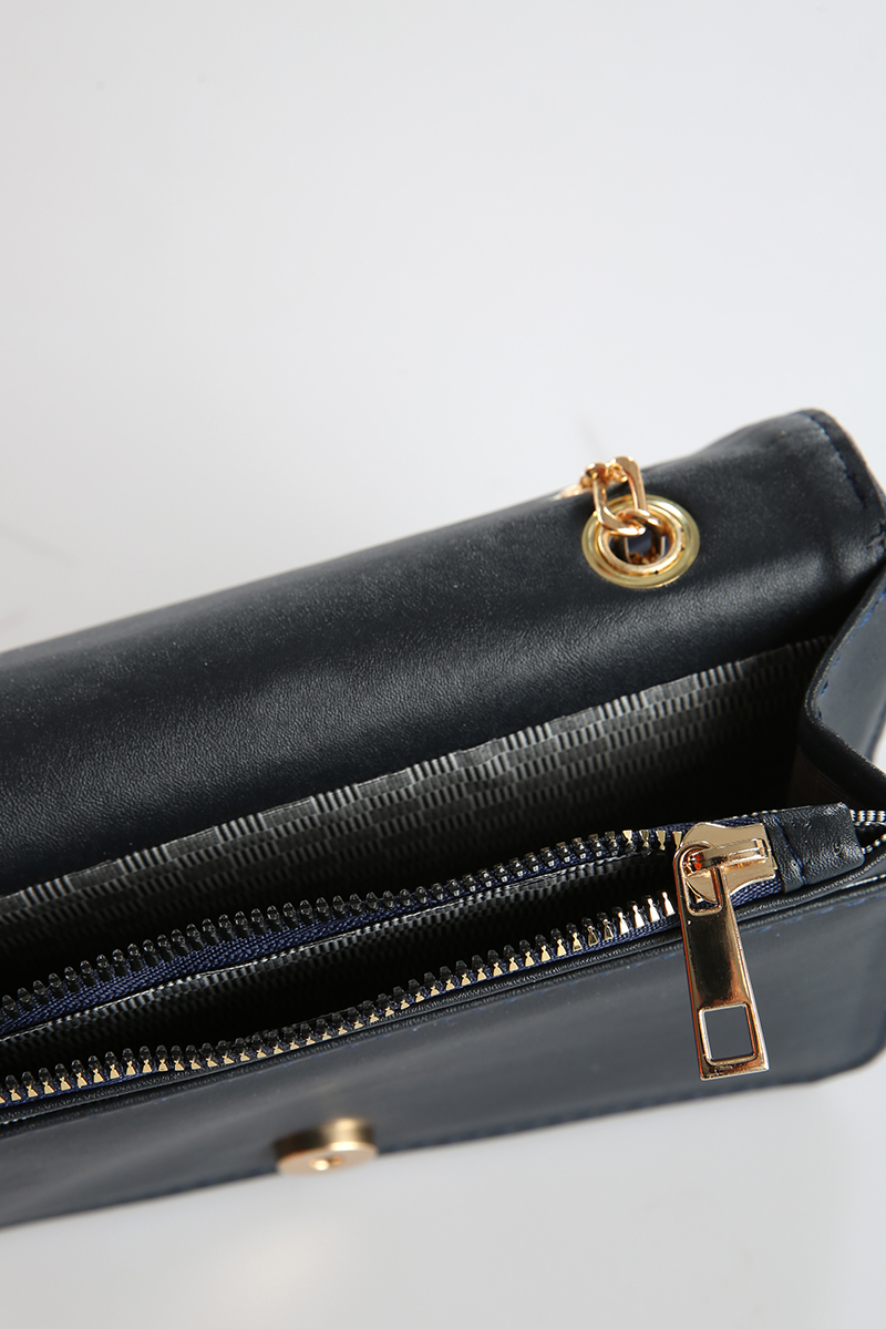 Cross Snap Button Detail Zippered Bag