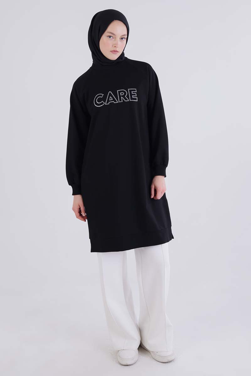 Care Embroidered Knitted Sweat Tunic