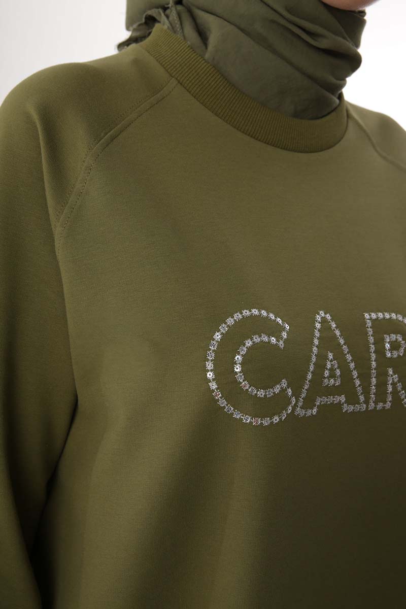 Care Embroidered Knitted Sweat Tunic