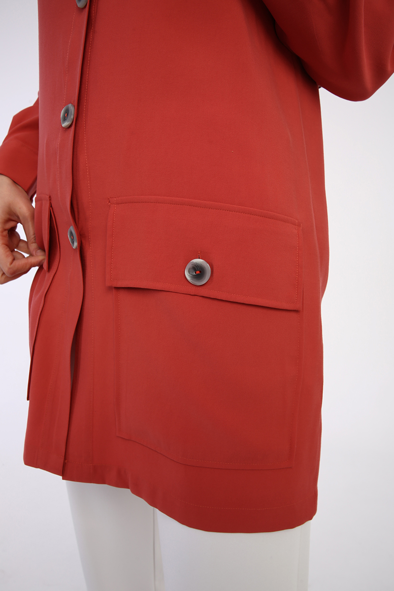 Pocket Detail Buttoned Jacket