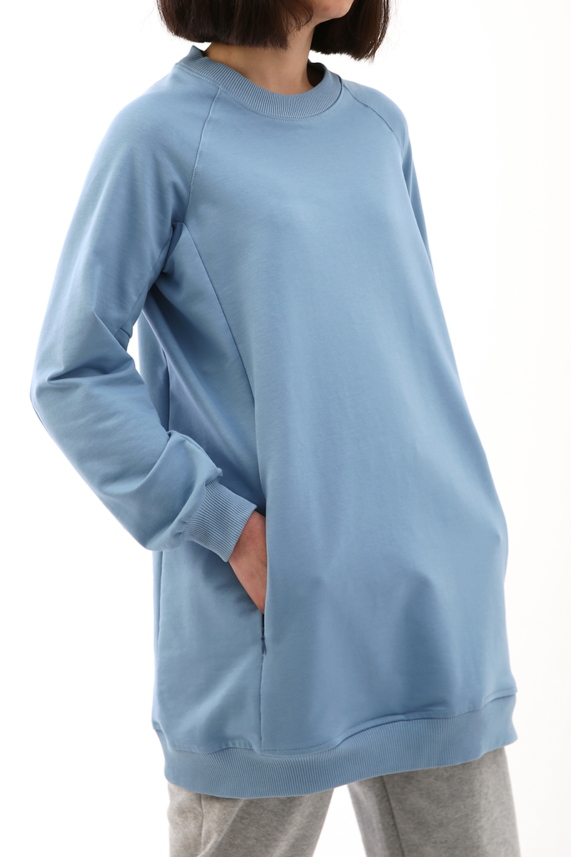 Zippered Pocket Detailed Sweatshirt Tunic