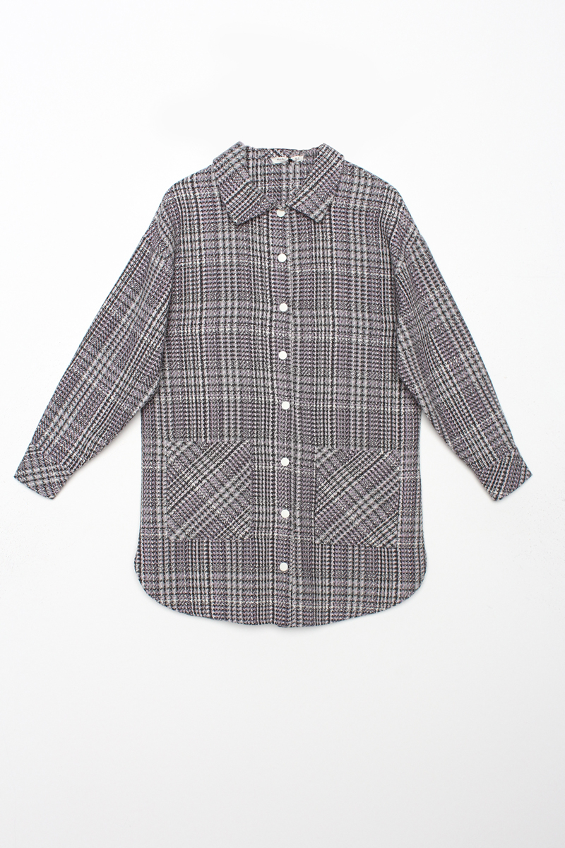 Lumberjack Shirt Tunic with Pockets and Snaps