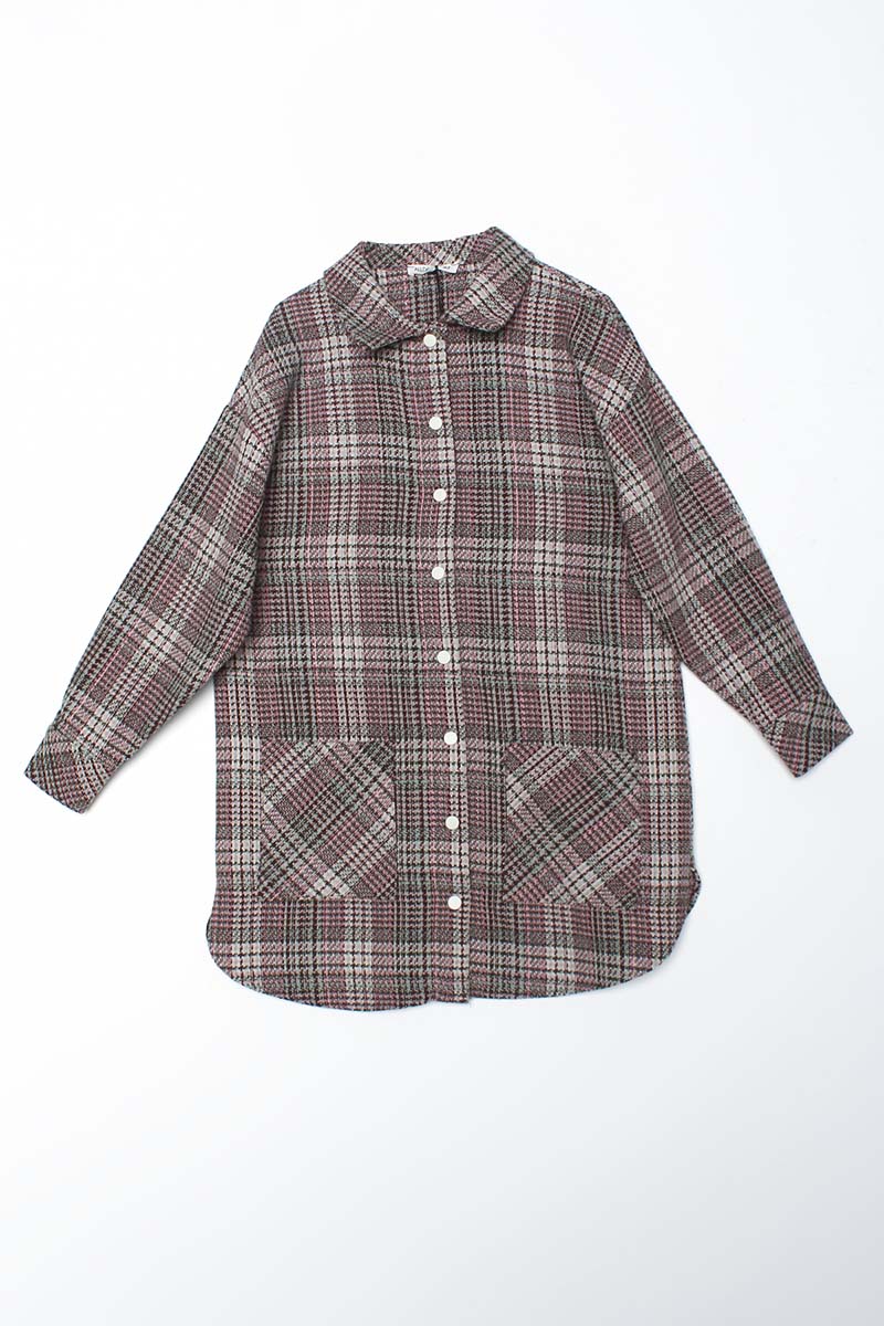Lumberjack Shirt Tunic with Pockets and Snaps