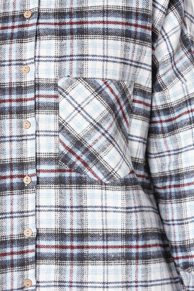Pocket Buttoned Plaid Shirt Tunic