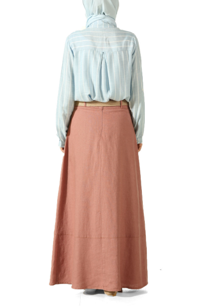 Pocket Belted Linen Skirt