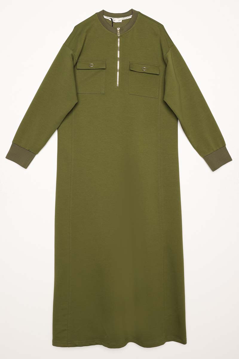 Ribbed Dress with Pockets and Sleeves