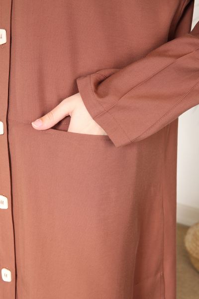 Viscose Buttoned Shirt Tunic With Pocket