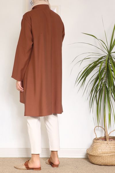 Viscose Buttoned Shirt Tunic With Pocket