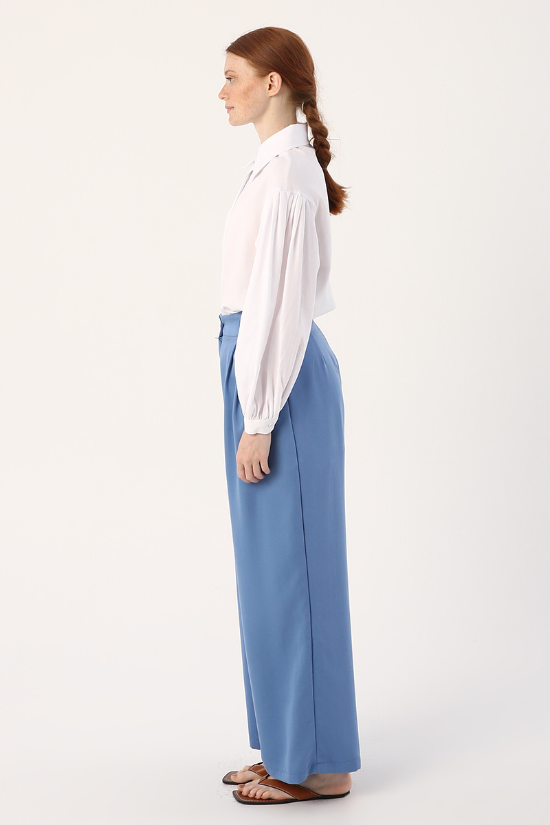 Double Pleated  Wide Leg Natural Substance Pants