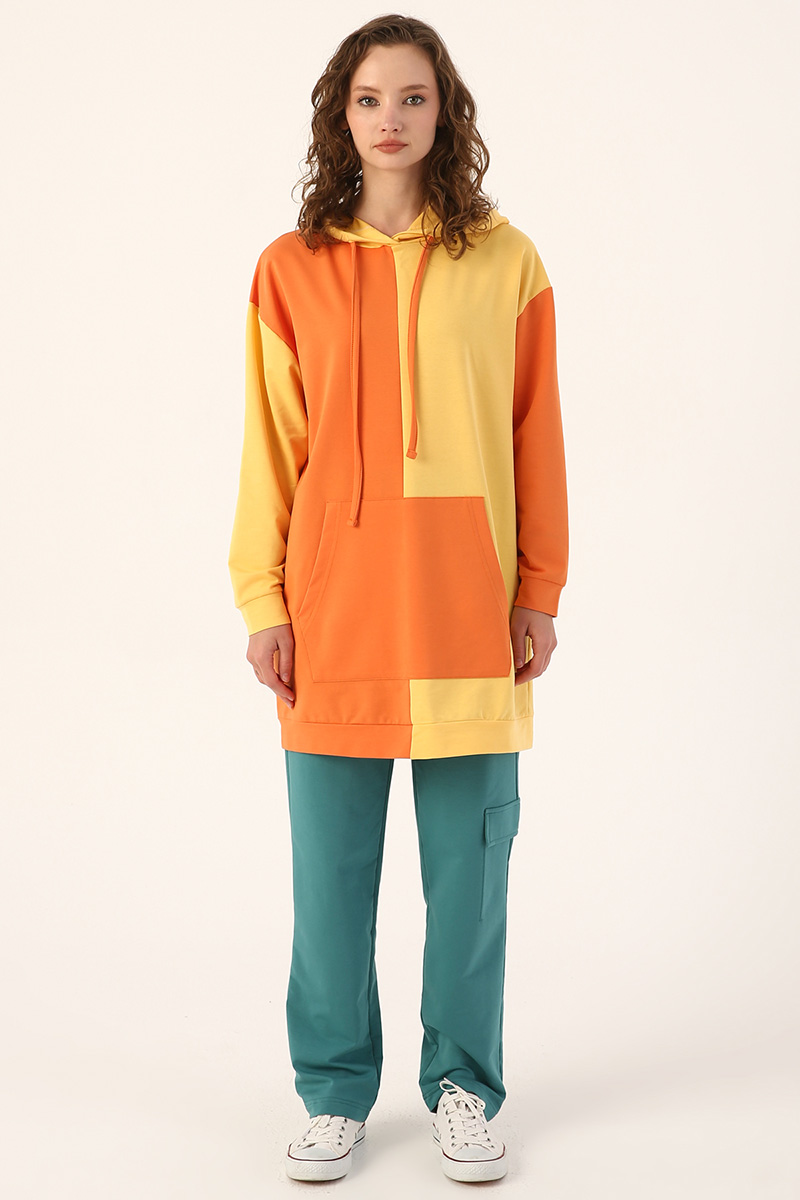 Two Colourful Hooded Sweat Tunic