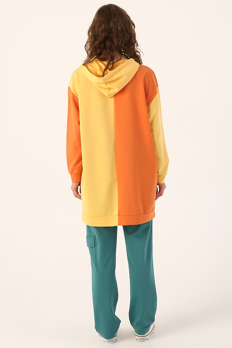 Two Colourful Hooded Sweat Tunic