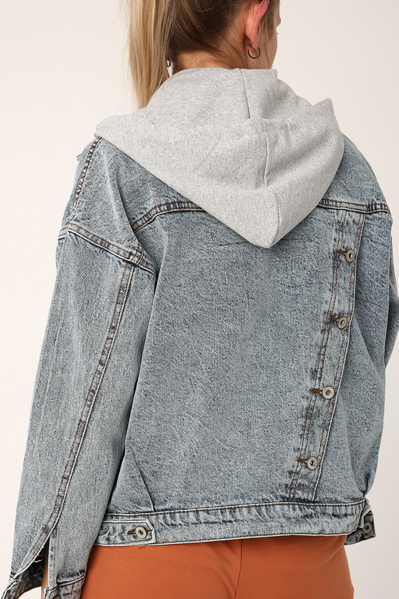 100% Cotton Removable Hooded Denim Jacket