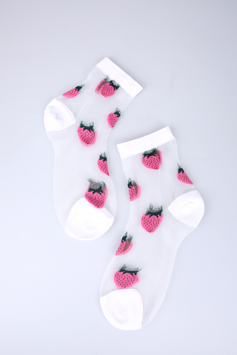 Strawberry Patterned Tulle Socks