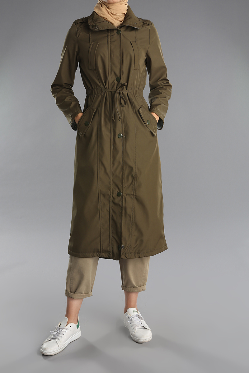 Snap Button Pocket Trench Coat