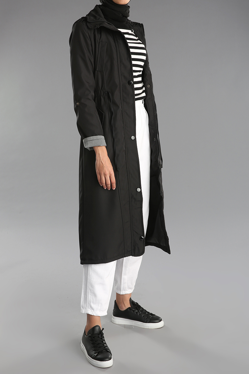 Snap Button Pocket Trench Coat