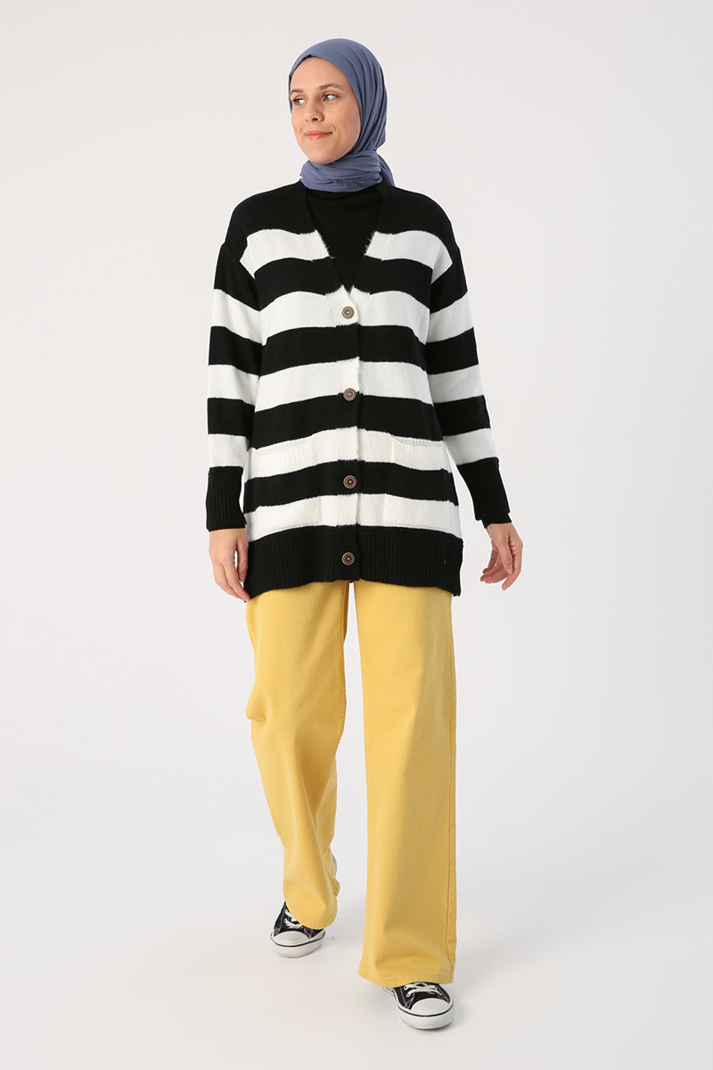 Striped Pocket Knitwear Cardigan