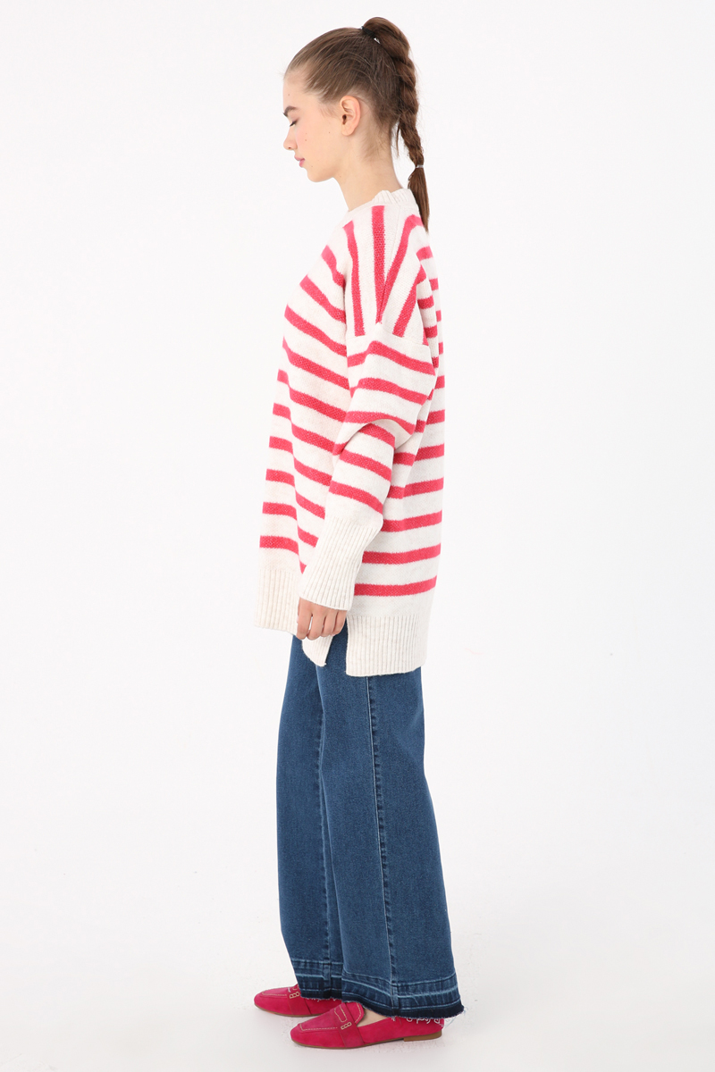 Striped Stand Collar Sweater