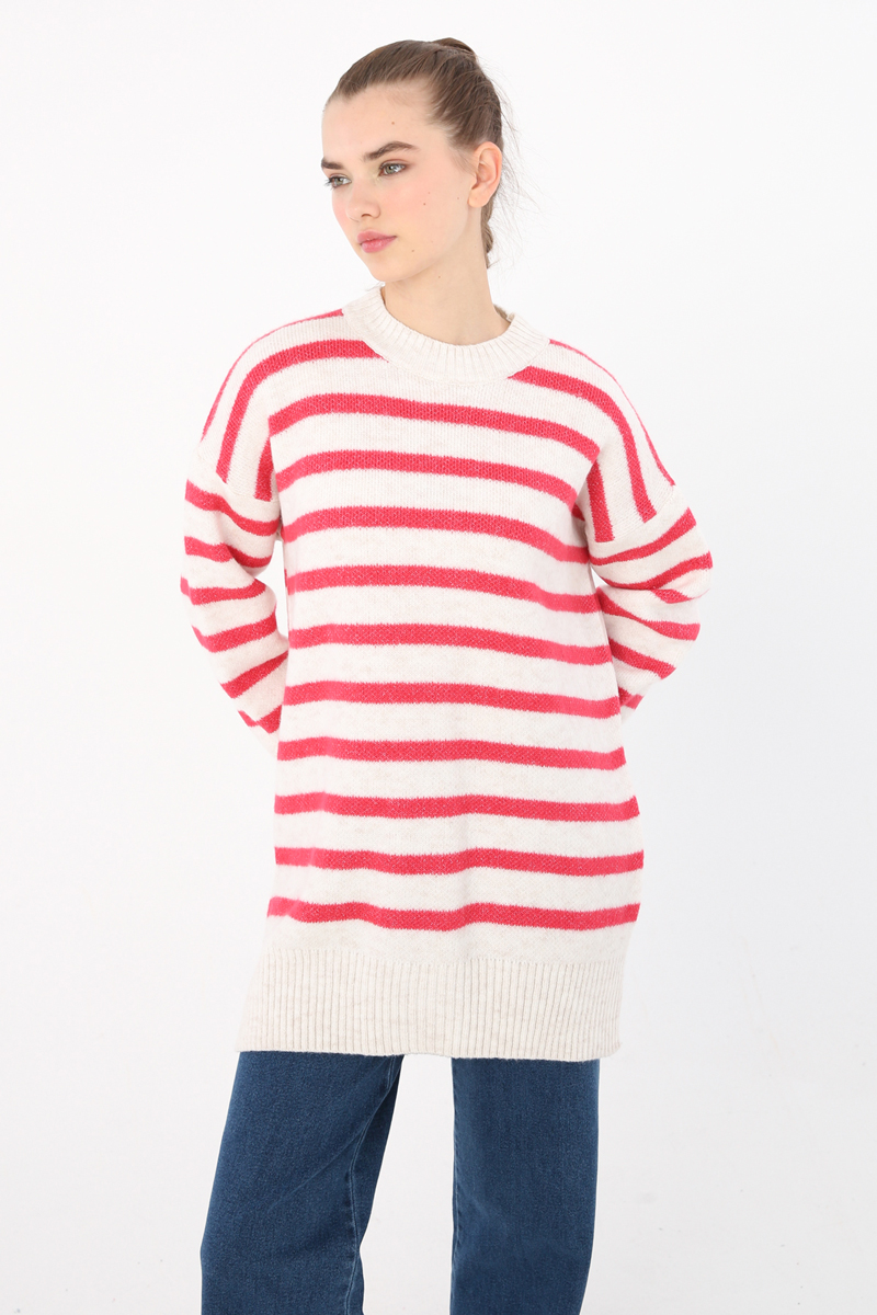 Striped Stand Collar Sweater