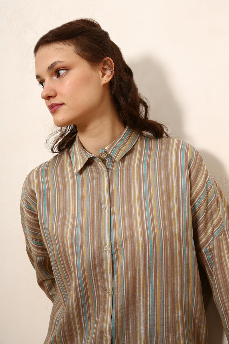 Striped Low Sleeve Shirt Tunic