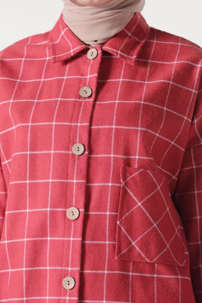 Striped Plaid Pockets Shirt Tunic